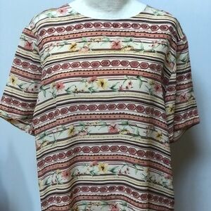 𝅺VINTAGE Anna and Frank silk‎ blouse short sleeve size large
